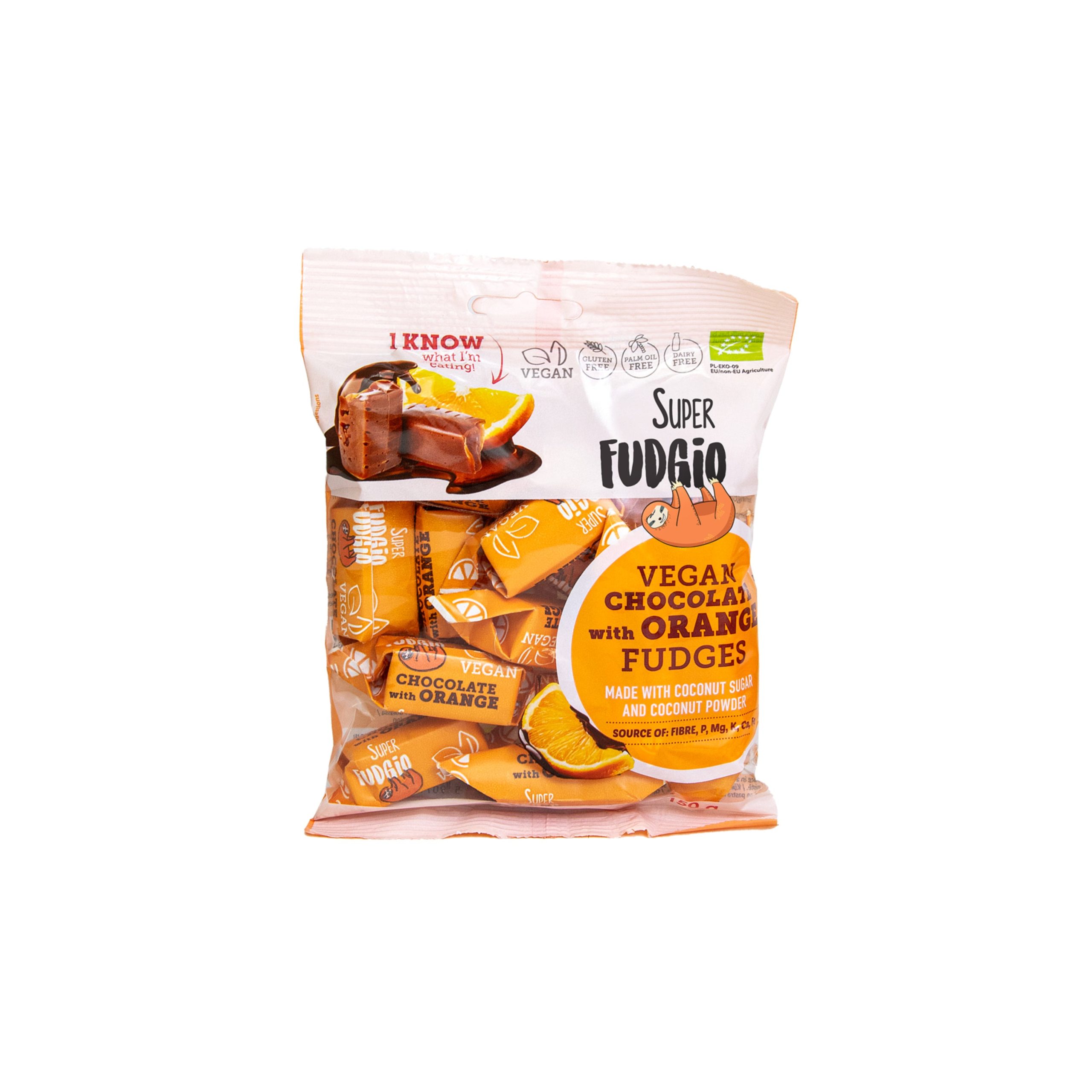 Superfudgio Karamely pomeranč čokoláda vegan BIO (150 g) - veganské bio křupavé karamelky Superfudgio