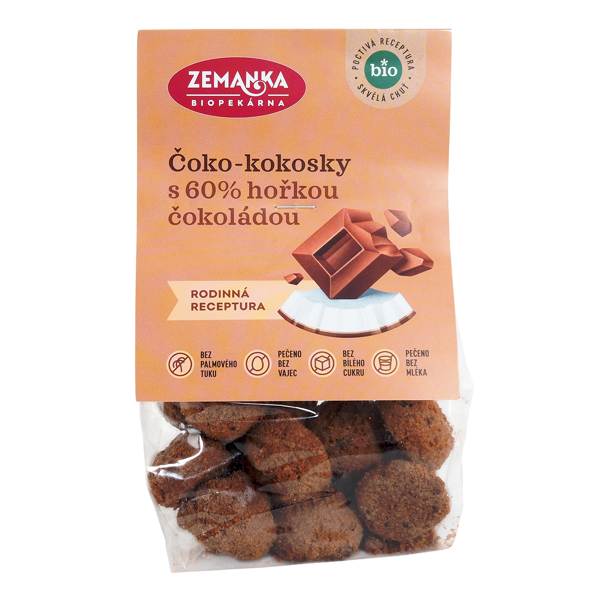 Zemanka Čoko-kokosky s 60% hořkou čokoládou BIO (100 g) - návykové veganské mlsání Biopekárna Zemanka