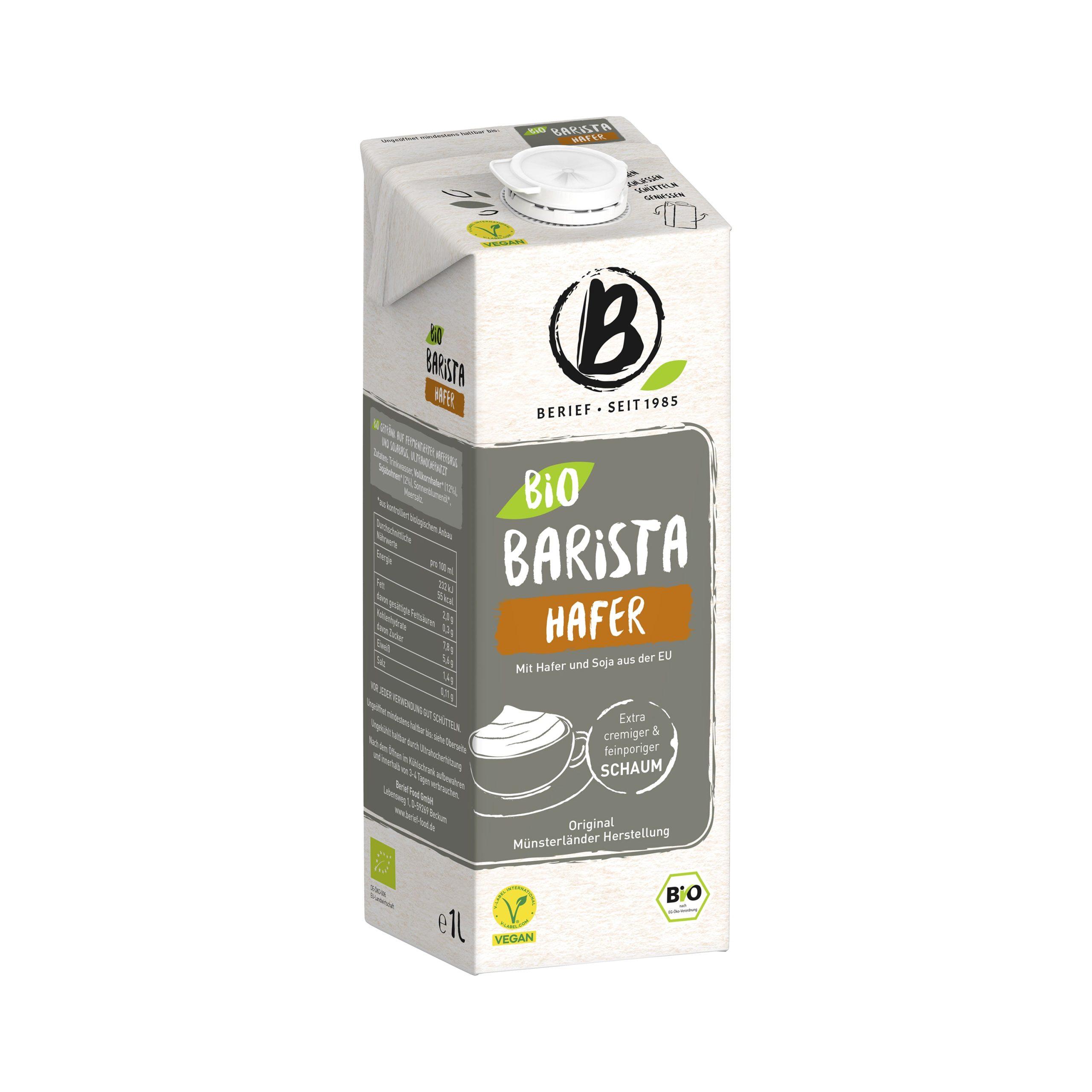 Berief Nápoj ovesný Barista BIO (1 l) - vytvoří dokonalou pěnu Berief