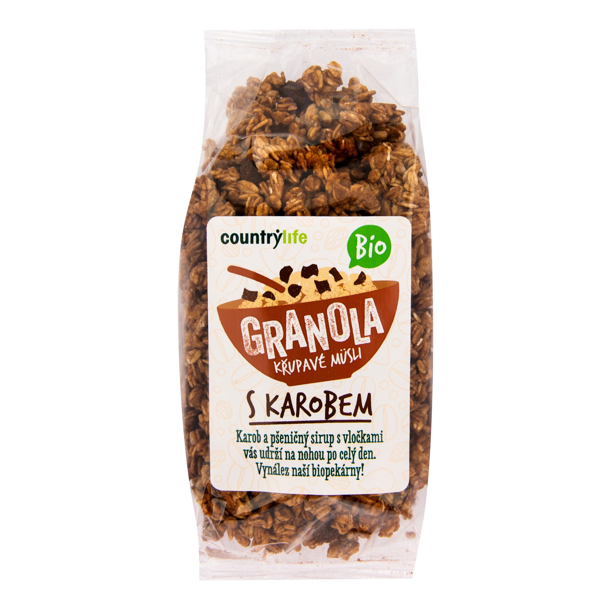 Country Life Granola - Křupavé müsli s karobem BIO (350 g) - s karobem a rozinkami pro delší výdrž energii Country Life