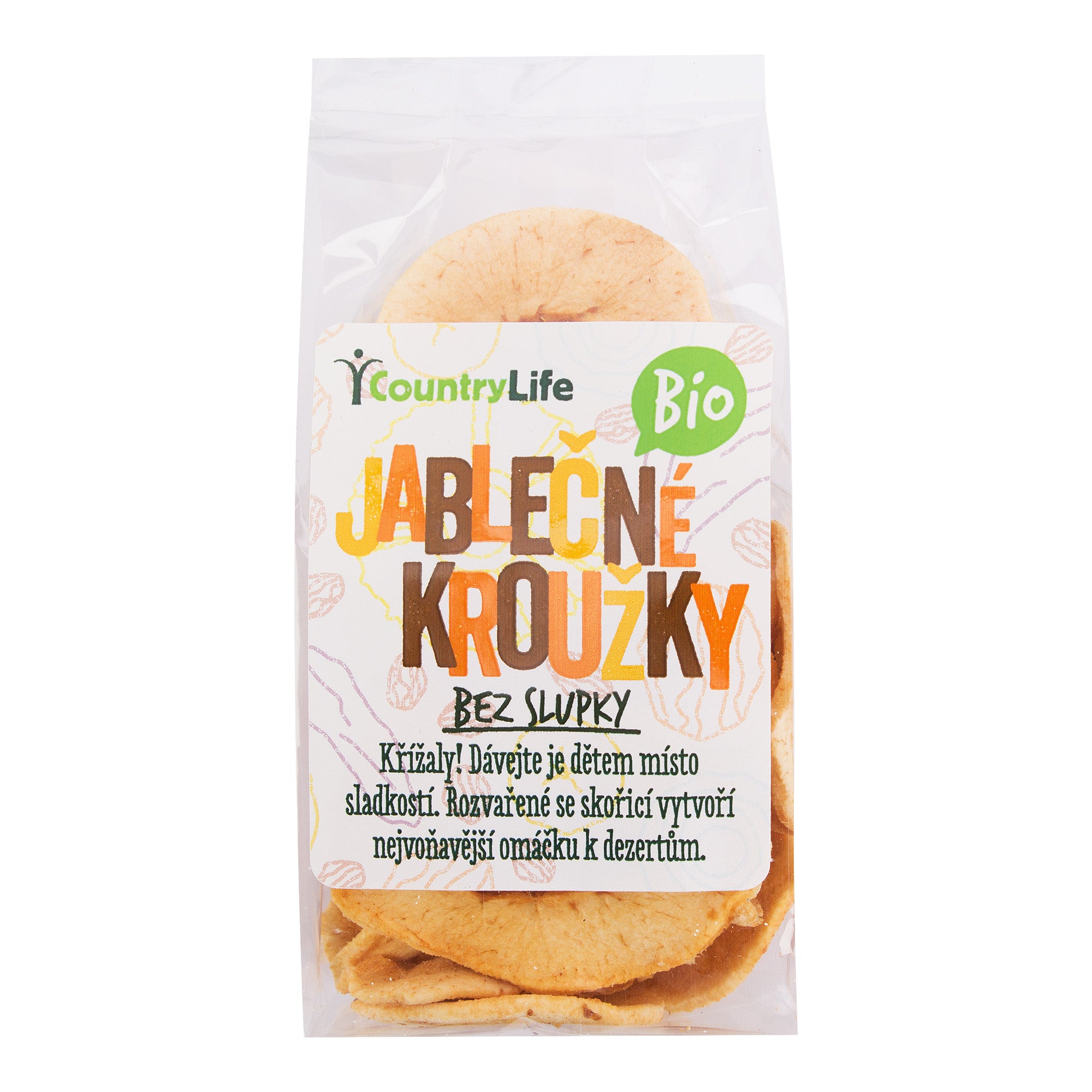 Country Life Jablečné kroužky sušené bez slupky BIO (60 g) - rychlá svačinka