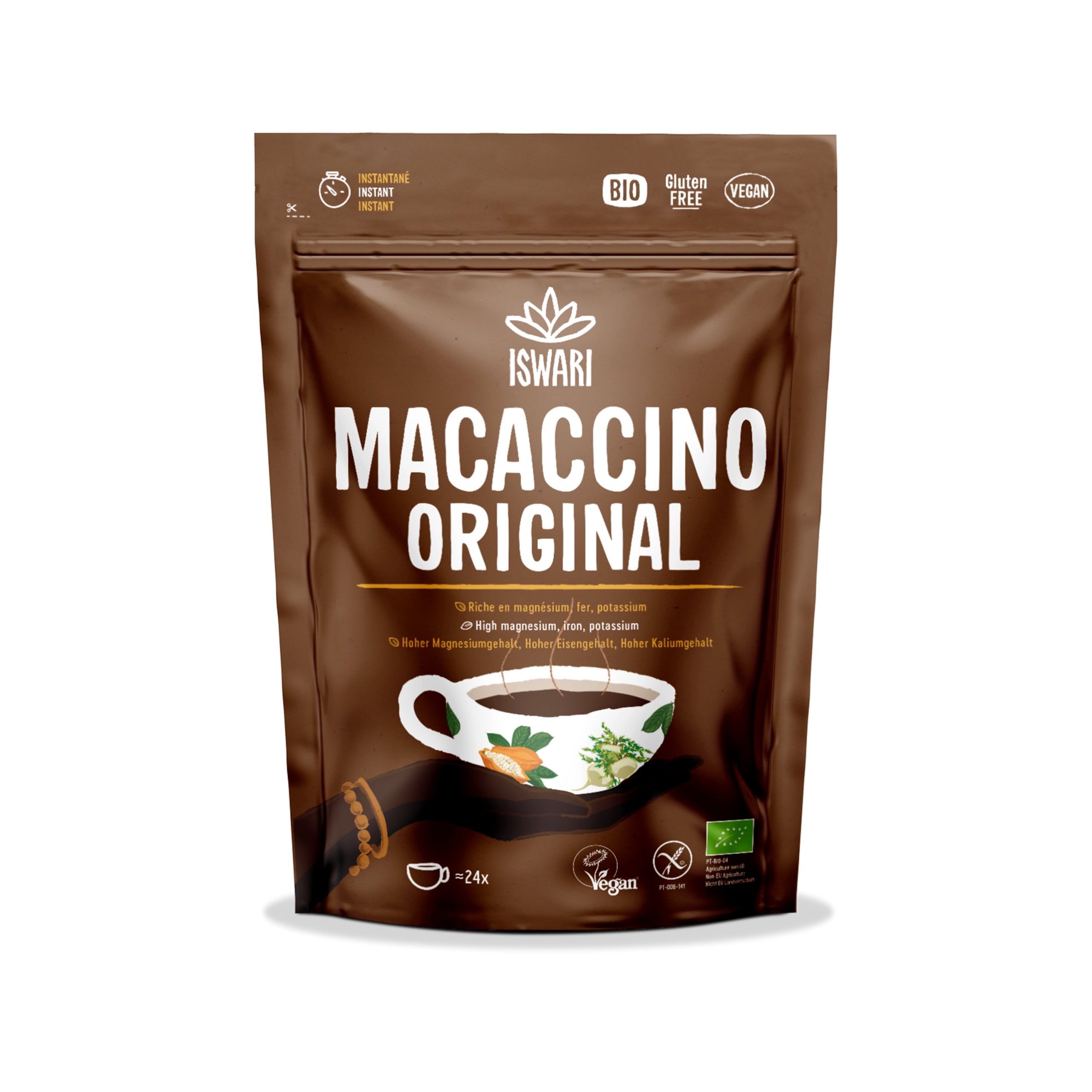 ISWARI Nápoj instantní Macaccino BIO (250 g) - vzpruha s obsahem macy a reishi Iswari