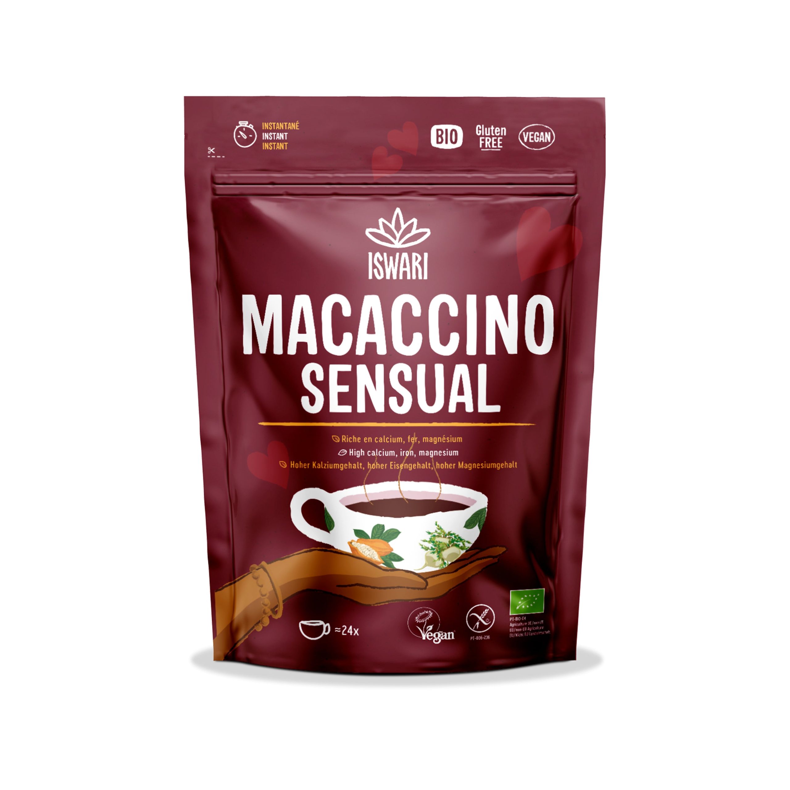 ISWARI Nápoj instantní Macaccino sensual BIO (250 g) - podmanivá kořeněná chuť Iswari