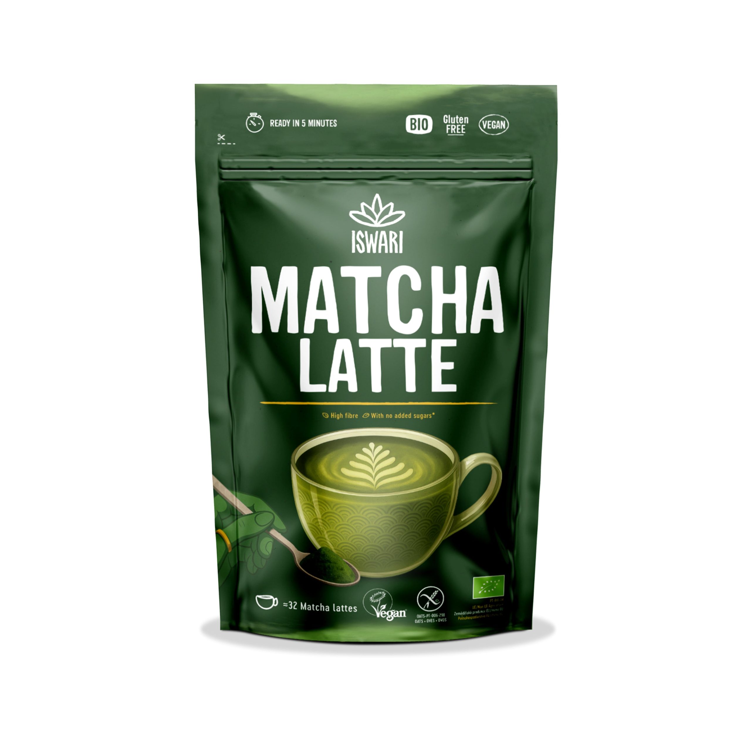 ISWARI Nápoj instantní Matcha Latte BIO (100 g) - přírodní vzpruha bez přidaného cukru Iswari