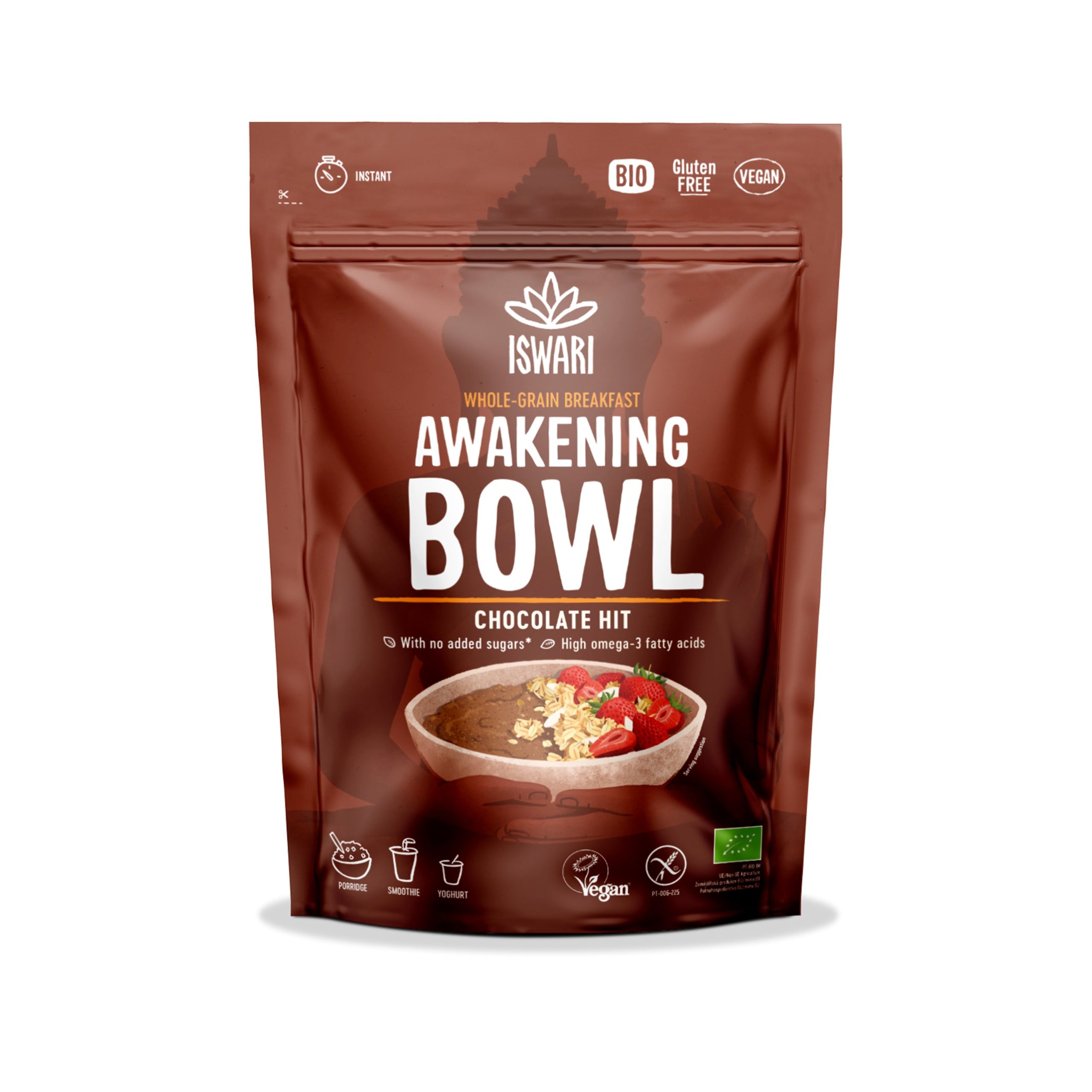 ISWARI Směs instantní Awakening Bowl - kakao BIO (360 g) - intenzivní kaková chuť Iswari