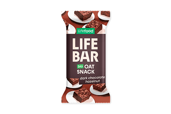 Lifefood Tyčinka Lifebar Oat Snack Dark Chocolate Hazelnut BIO (40 g) - bez lepku Lifefood