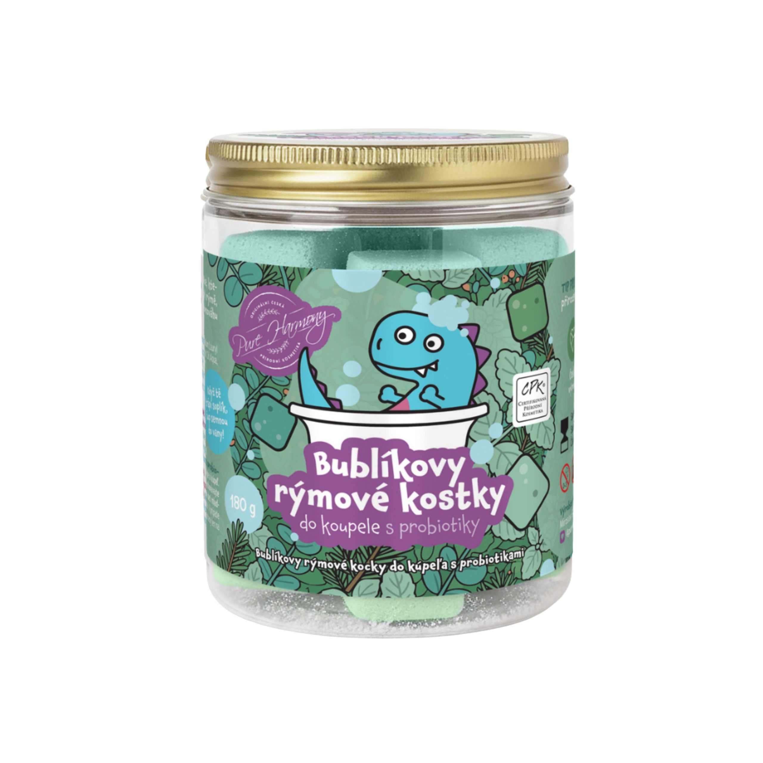Pure Harmony Bublíkovy šumivé rýmové kostky do koupele s probiotiky (180 g) - vhodné při nachlazení Pure Harmony