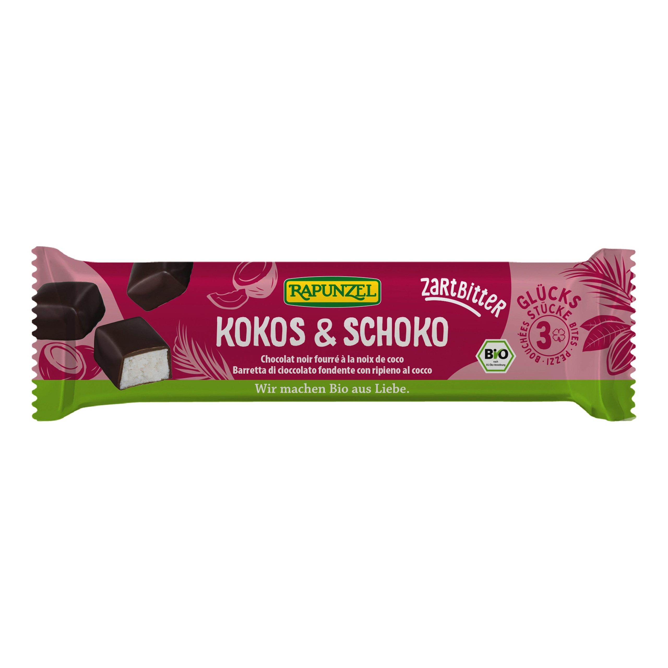 Rapunzel Kokos v hořké čokoládě BIO (50 g) - chvíle exotiky obalená hořkou čokoládou Rapunzel