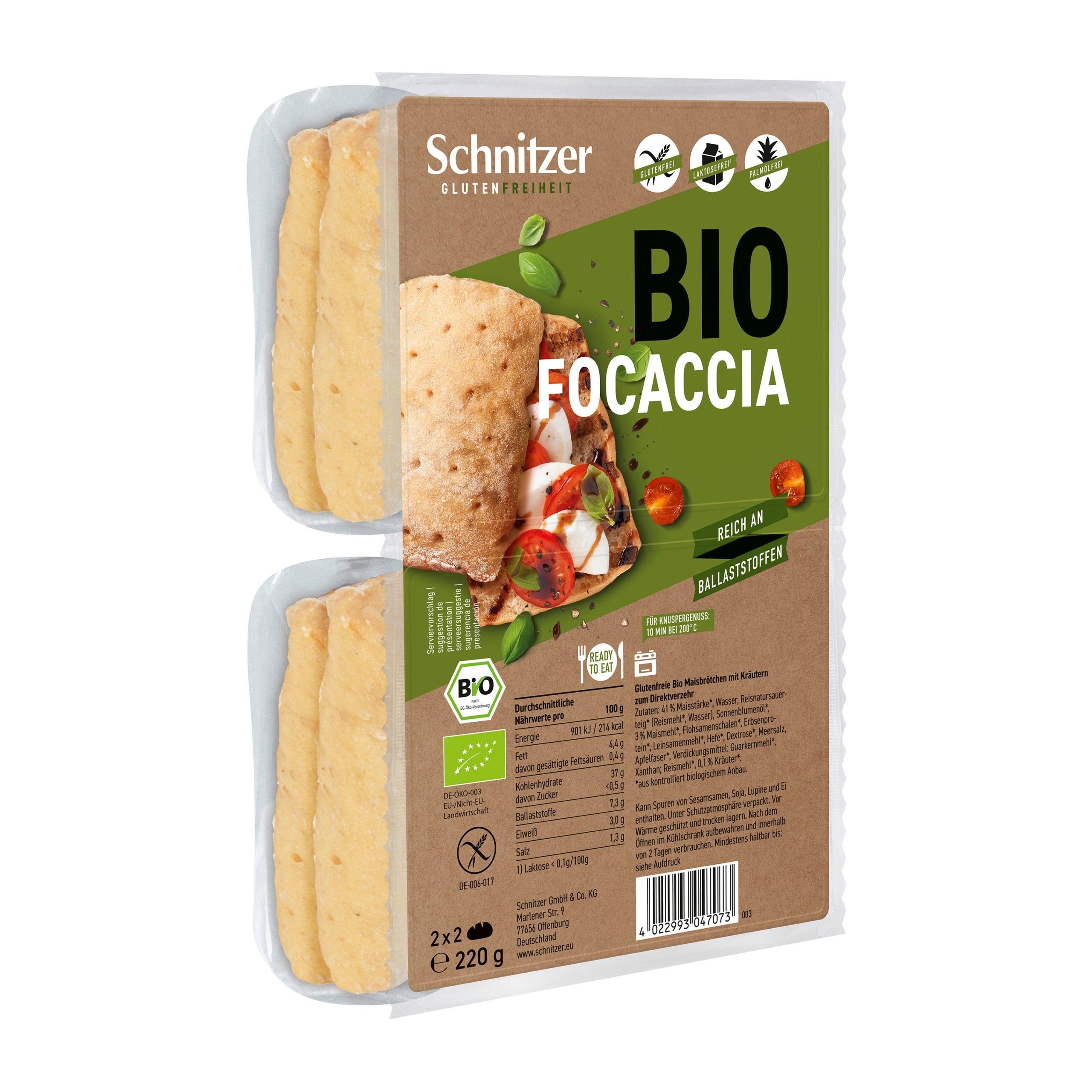 Schnitzer Focaccia bezlepková BIO (220 g) Schnitzer