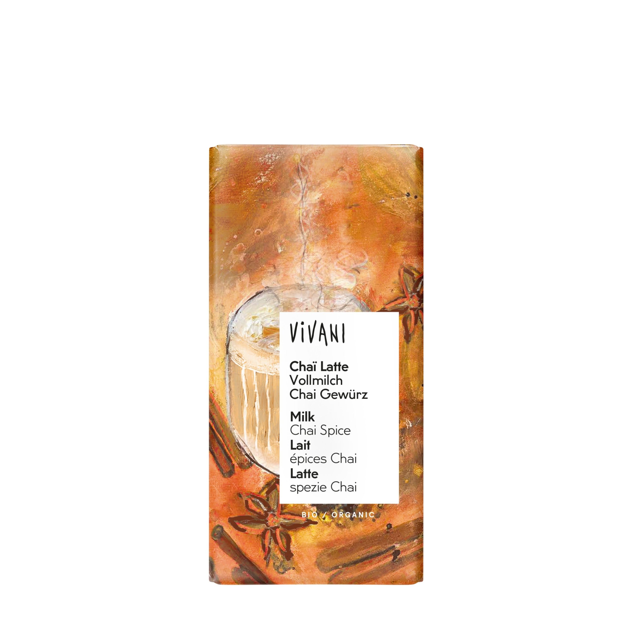 Vivani Čokoláda mléčná s kořením Chai latte BIO (80 g) - se skořicí