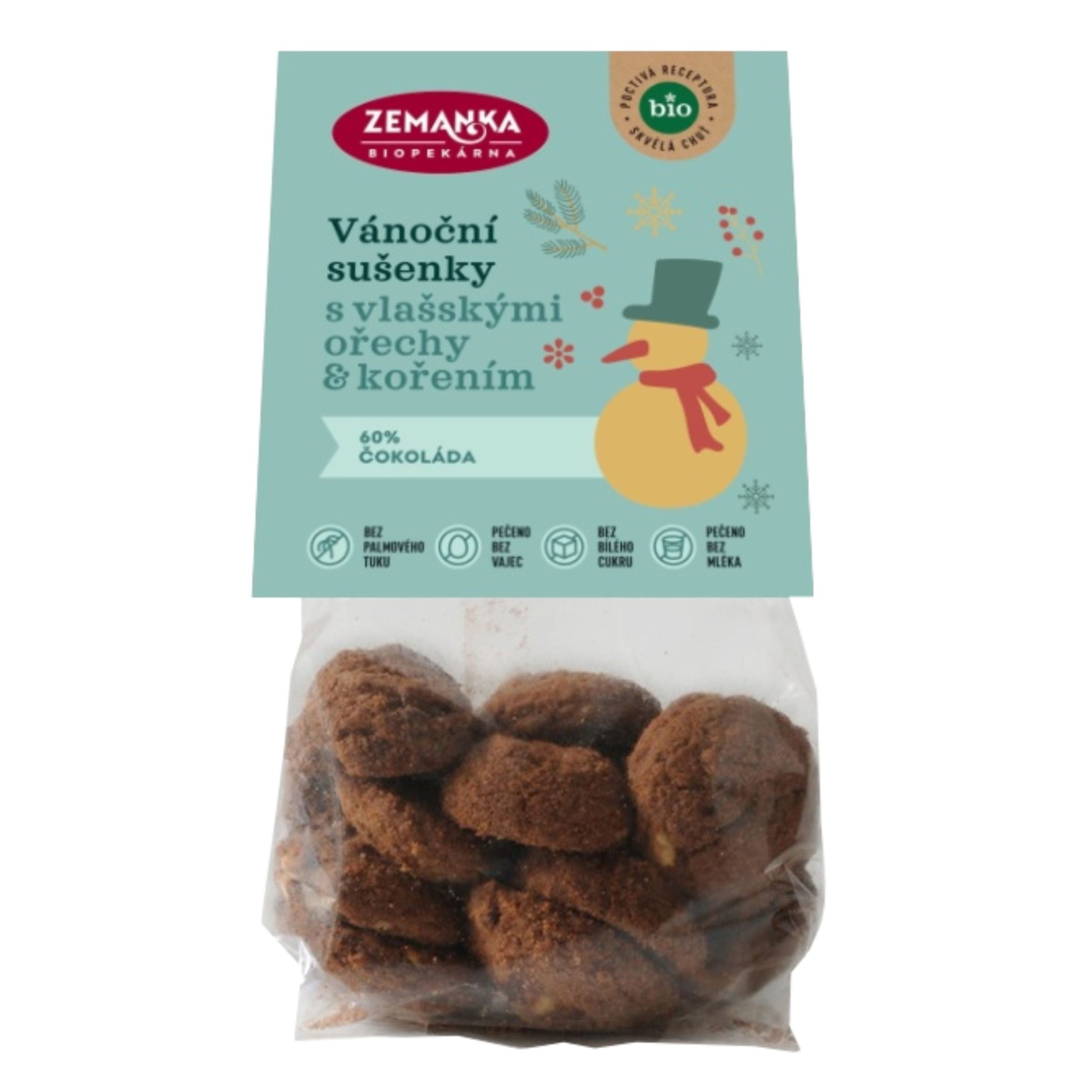 Zemanka Vánoční sušenky s vlašskými ořechy a kořením BIO (100 g) - pro vánoční pohodu bez stresu Biopekárna Zemanka