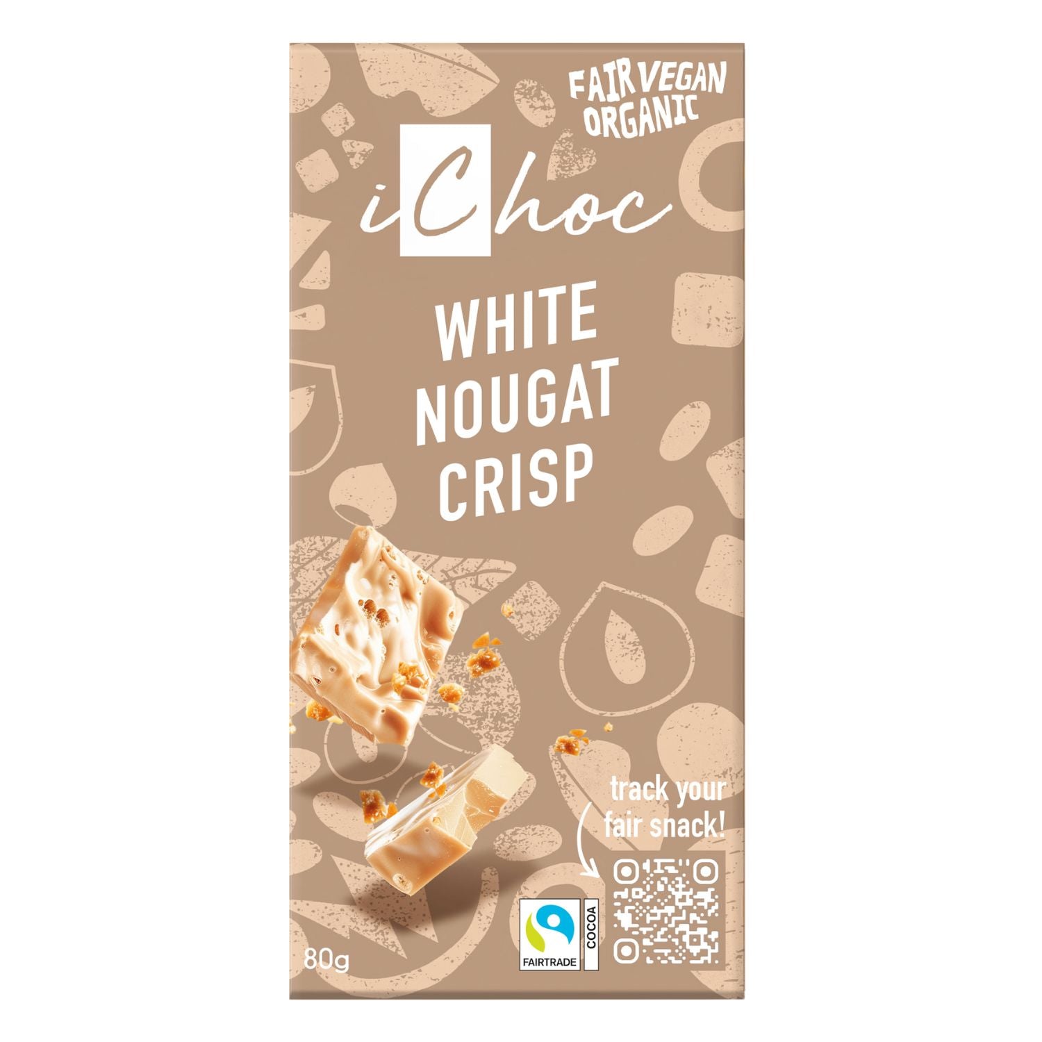 iChoc Tabulka bílý nugát s oříšky vegan BIO (80 g) - fair trade iChoc