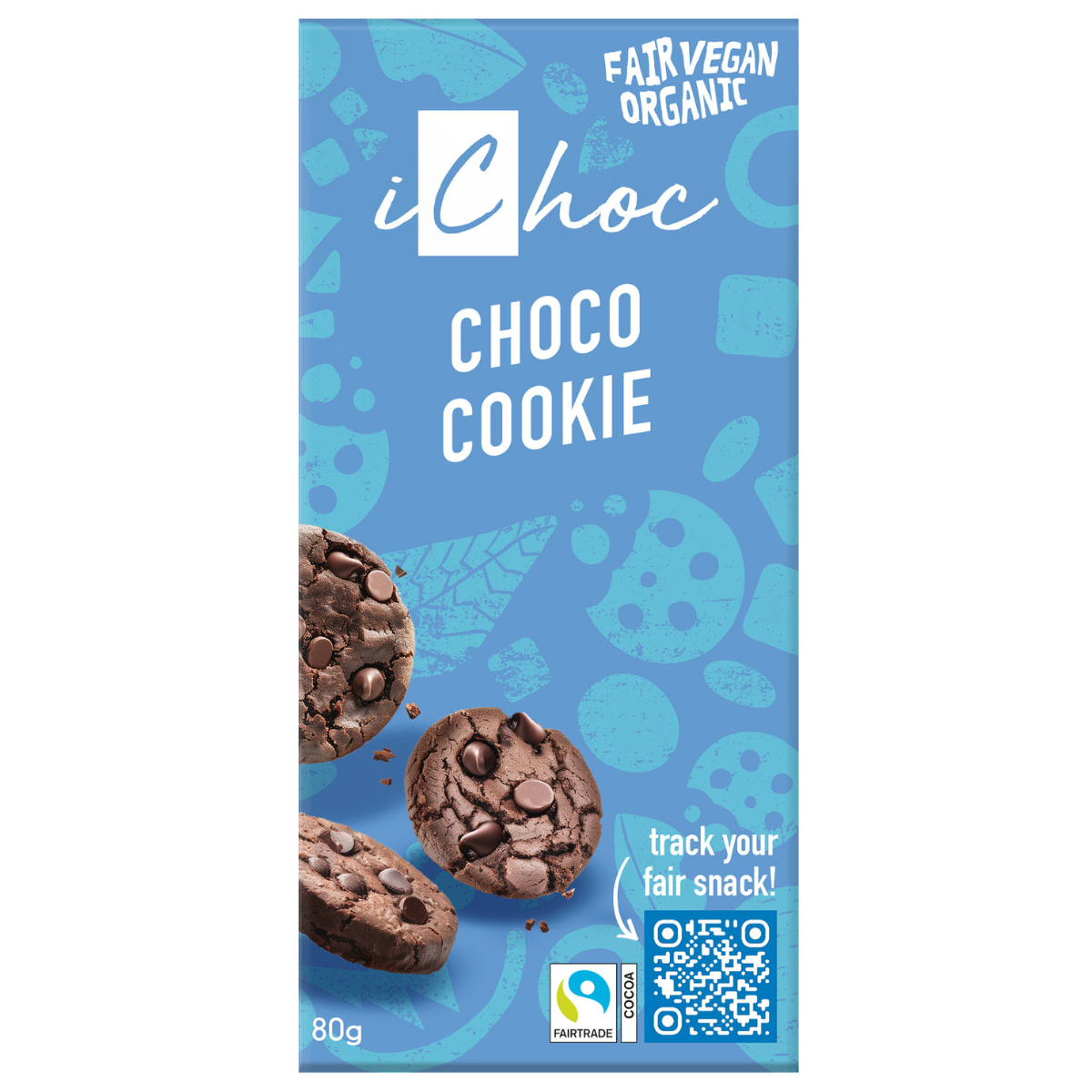 iChoc Tabulka kakaová vegan cookie BIO (80 g) - fair trade kvalita iChoc