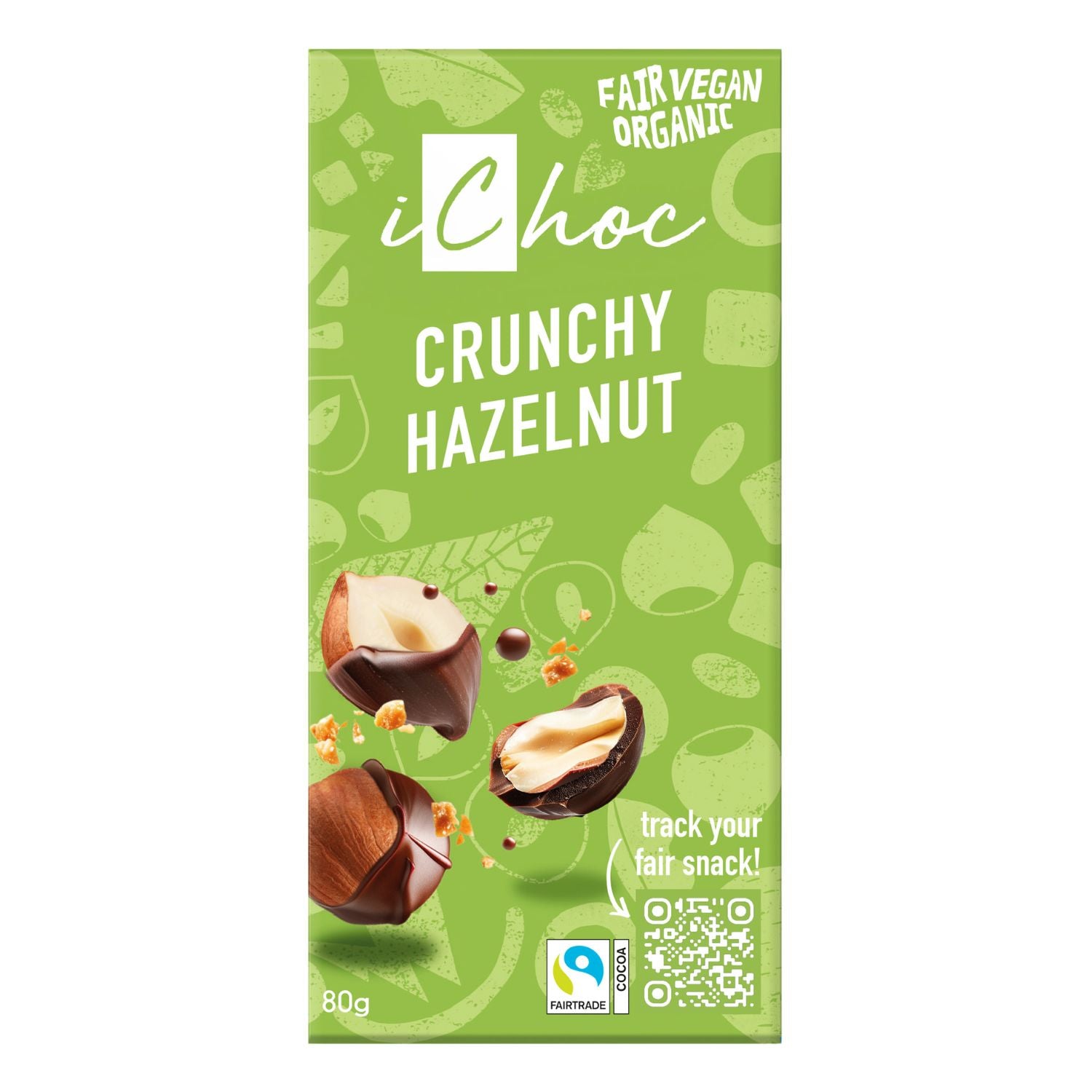iChoc Tabulka křupavý oříšek vegan BIO (80 g) - fair trade kvalita iChoc