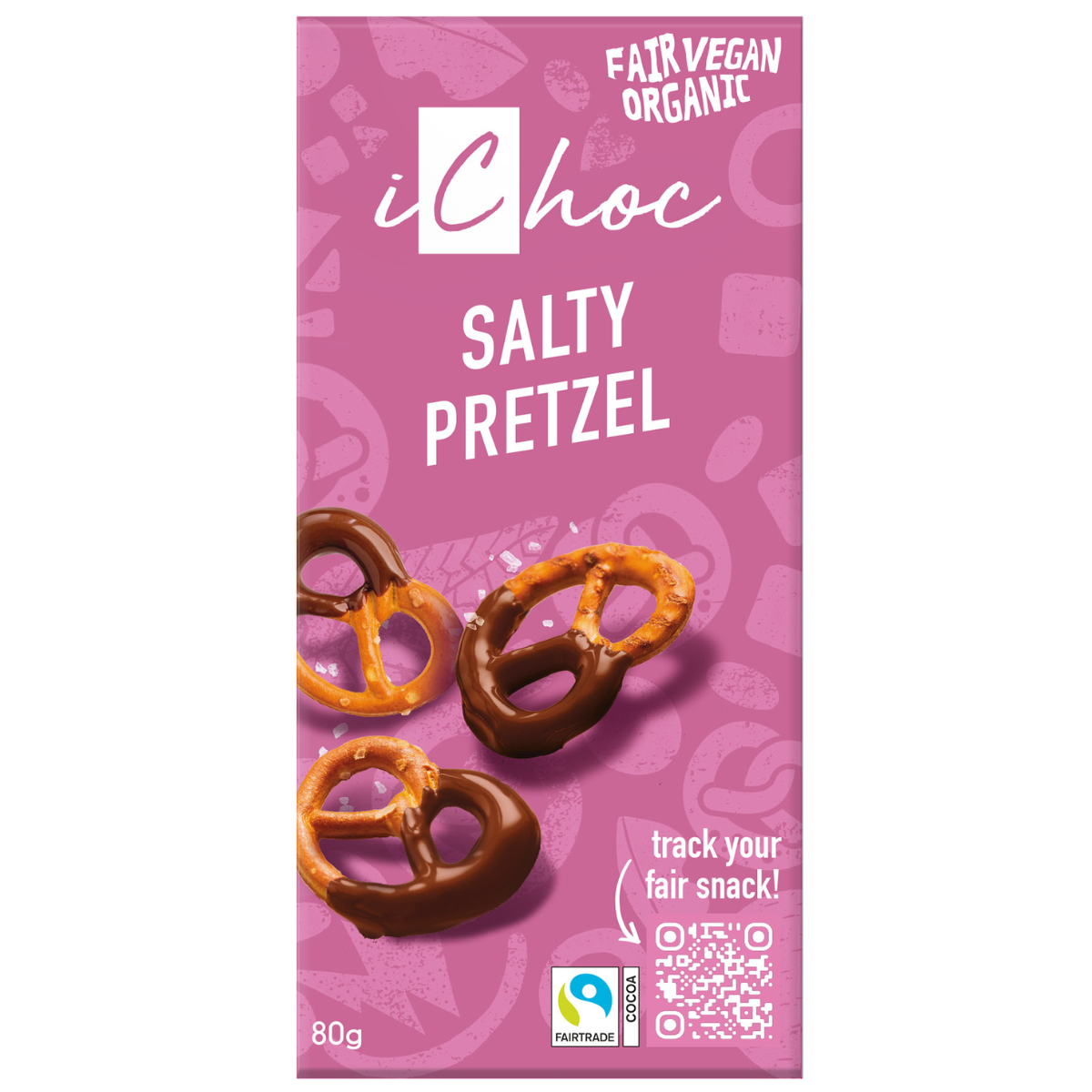 iChoc Tabulka slaný preclík vegan BIO (80 g) - fair trade kvalita iChoc