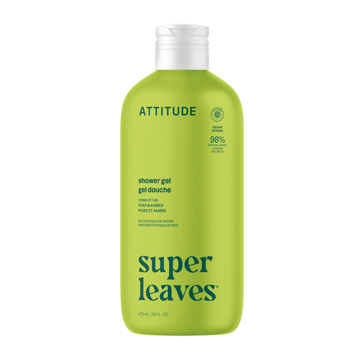 Attitude Sprchový gel Super Leaves - hruška a amber (473 ml) - šetrně čistí a pečuje Attitude
