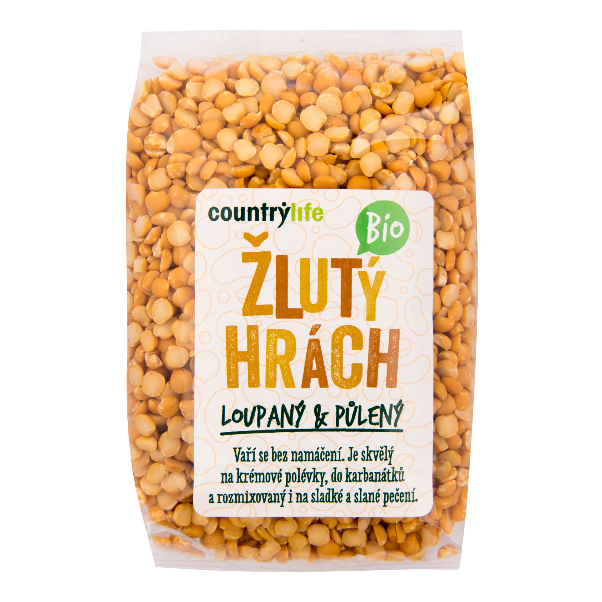 Country Life Hrách žlutý půlený BIO (500 g) - na kaši