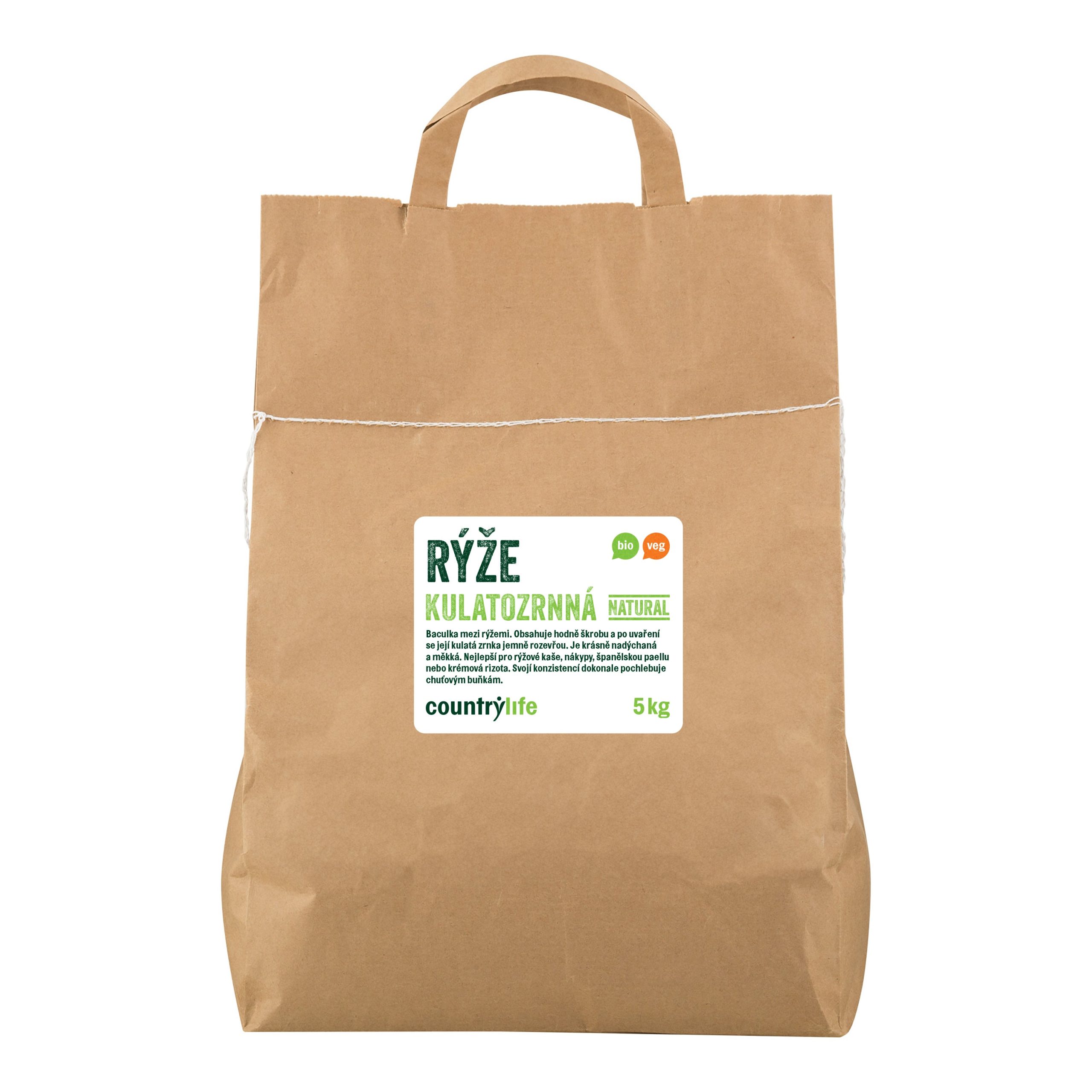 Country Life Rýže kulatozrnná natural BIO (5 kg) - lepivá rýže ideální do rizot