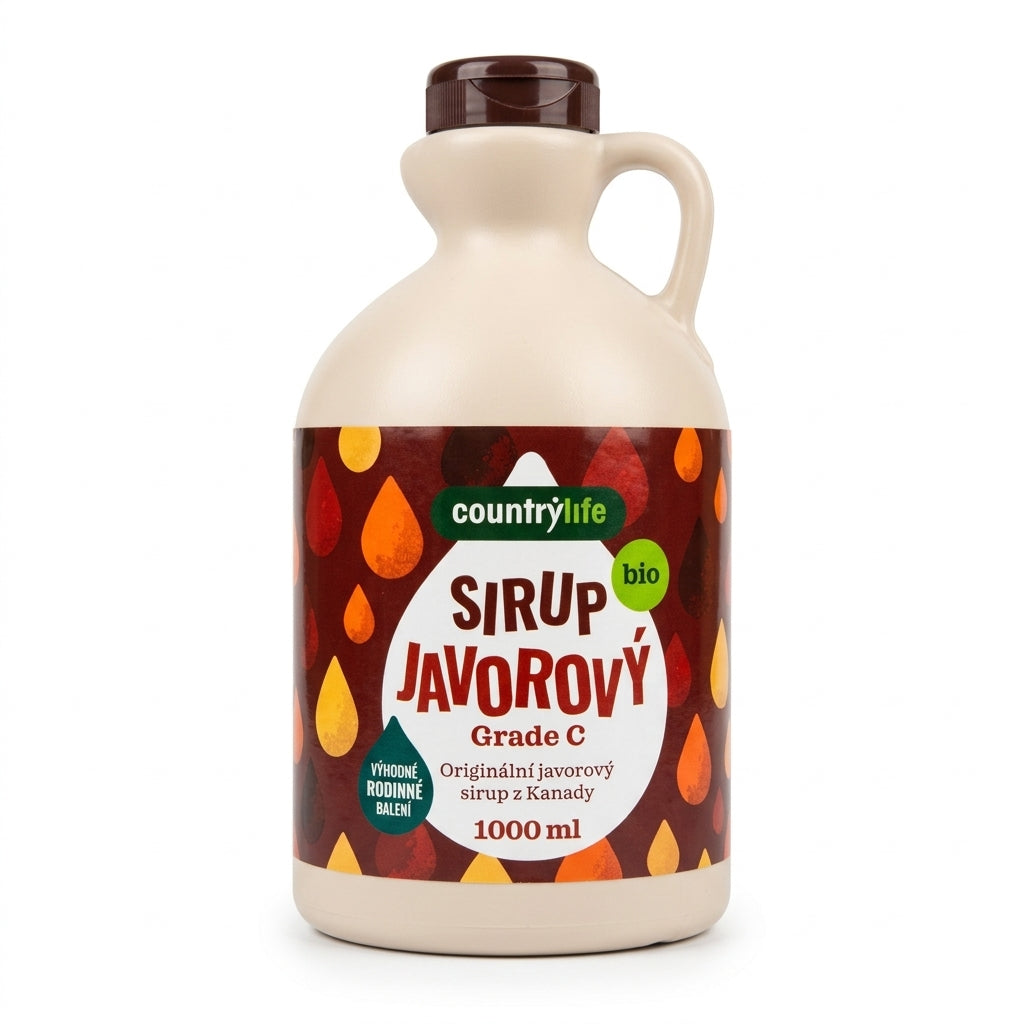 Country Life Sirup javorový Grade C BIO (1 l) - tekuté kanadské zlato pro studenou i teplou kuchyni Country Life