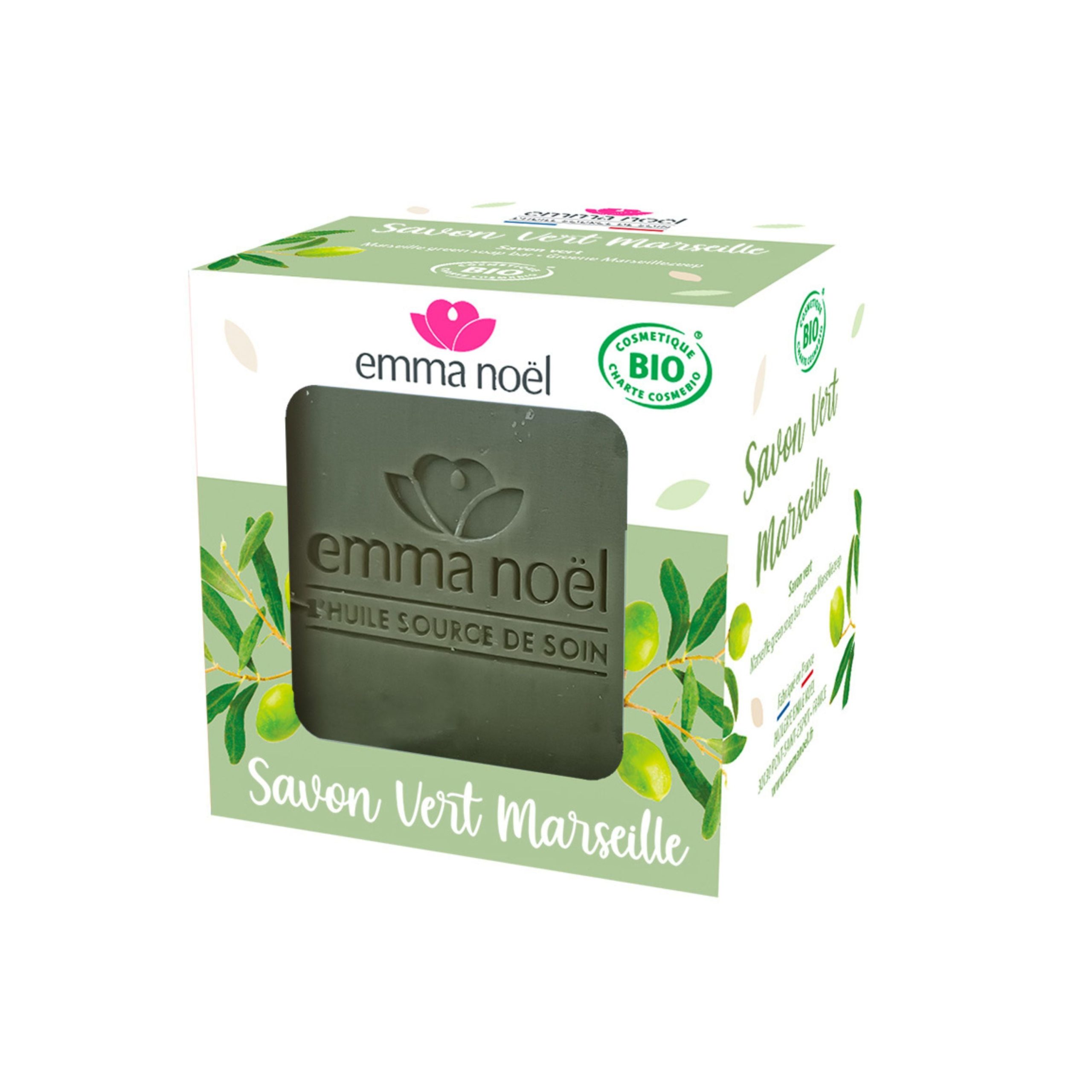 Emma Noël Marseillské mýdlo s olivovým olejem a jílem BIO (400 g) Emma Noël
