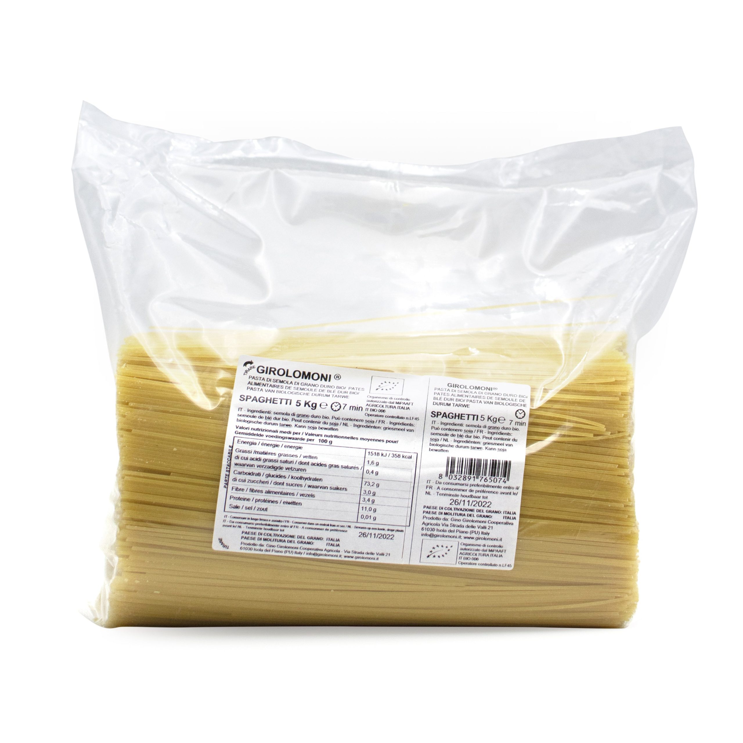 Girolomoni Těstoviny špagety semolinové BIO (5 kg) - chuť a vůně pšenice díky pomalému sušení Girolomoni