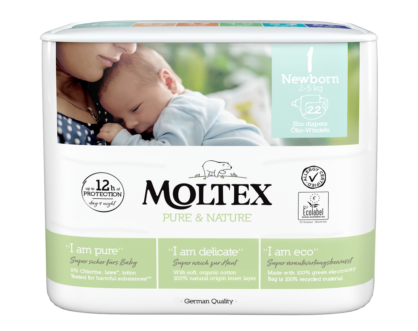 Moltex Ekoplenky Pure & Nature - pro novorozence (2-5 kg) (22 ks) Moltex