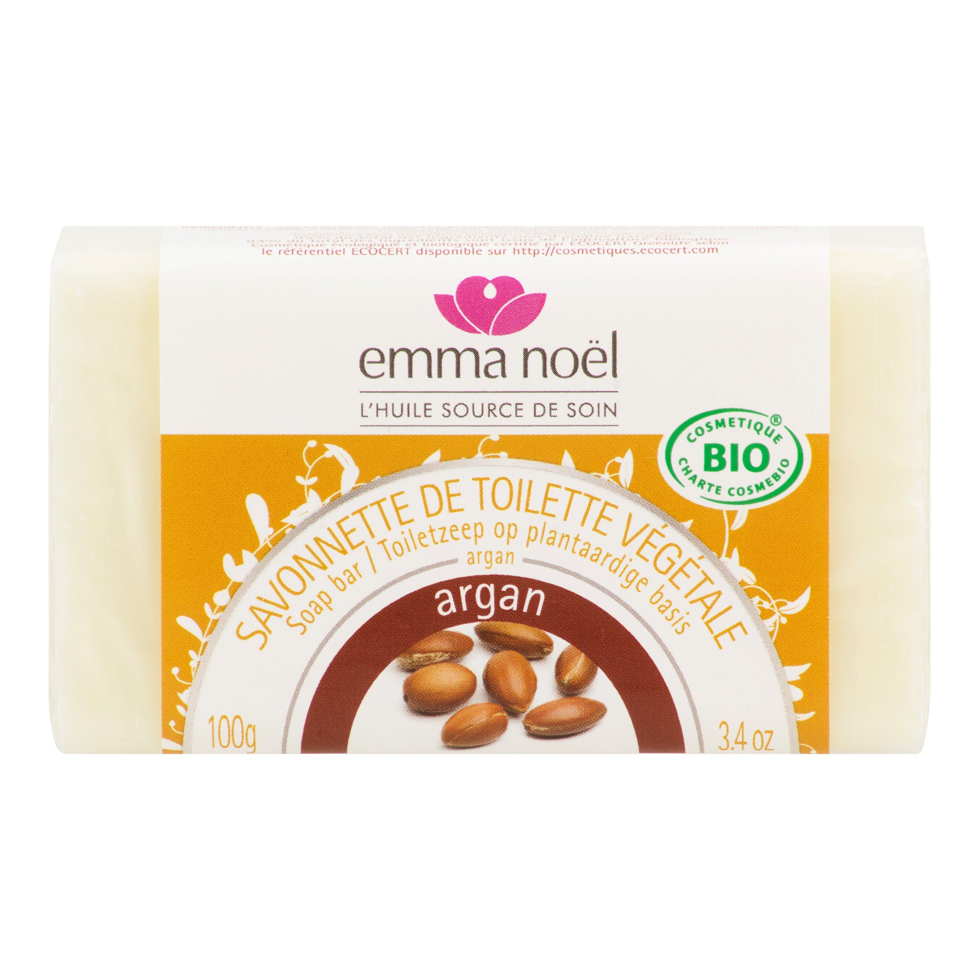 Mýdlo rostlinné argan 100 g BIO   EMMA NOËL - s arganovým olejem a zcela přírodní vůní Emma Noël