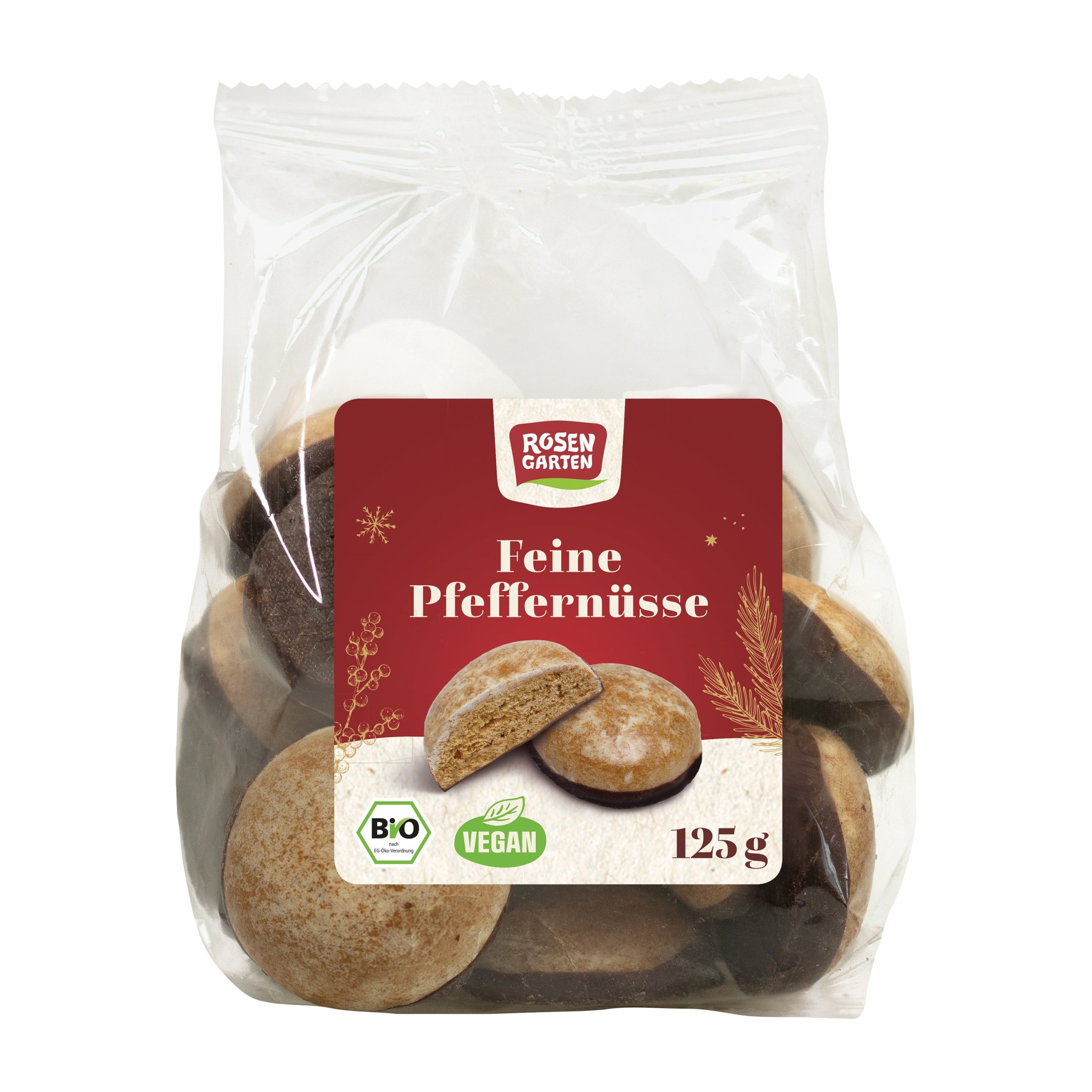 Perníčky mini s hořkou čokoládou kořeněné 125 g BIO   ROSENGARTEN - z pšeničné a špaldové mouky s vánočním kořením Rosengarten