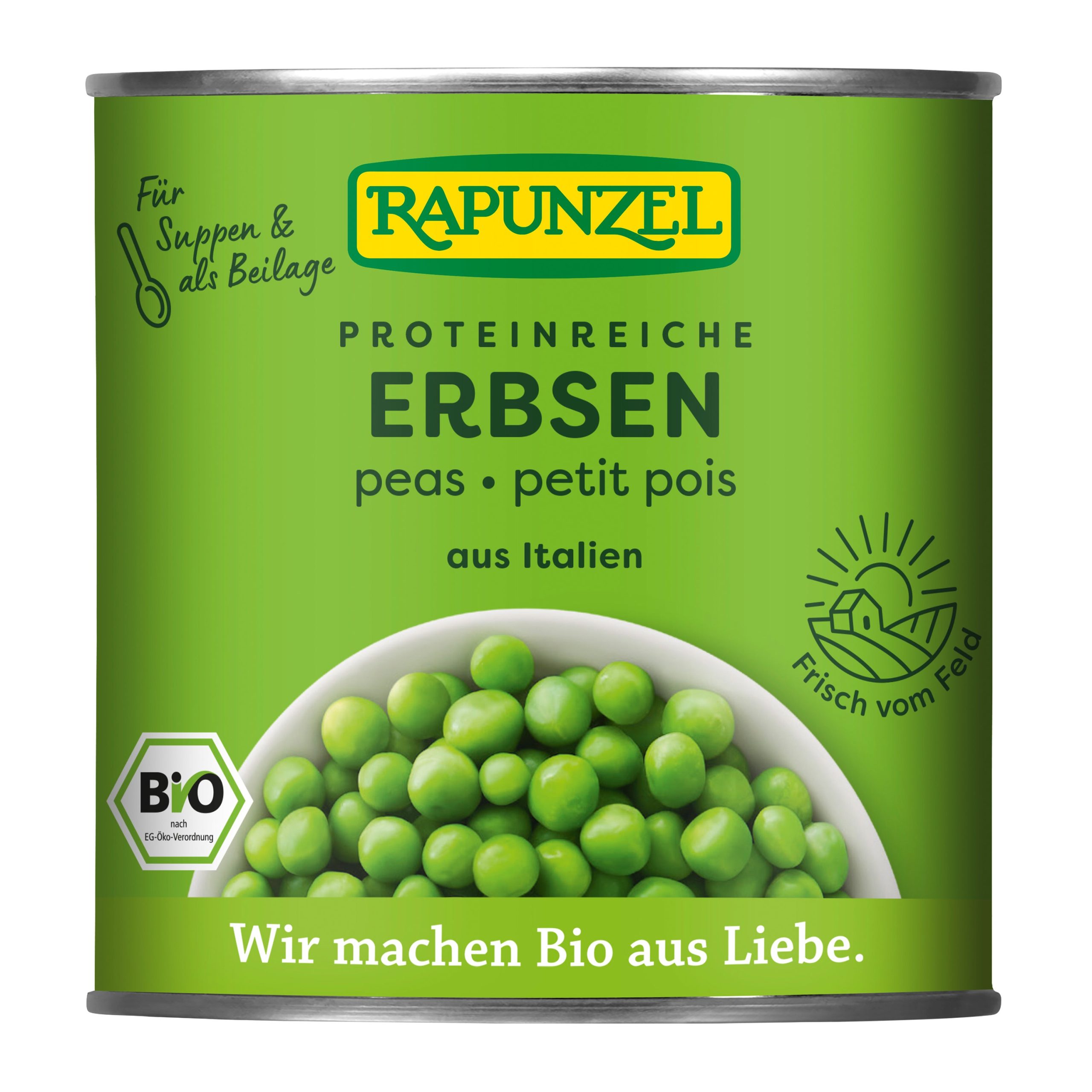 Rapunzel Hrášek sterilovaný BIO (340 g) - šetrně konzervovaný do 5 hodin od sklizně Rapunzel