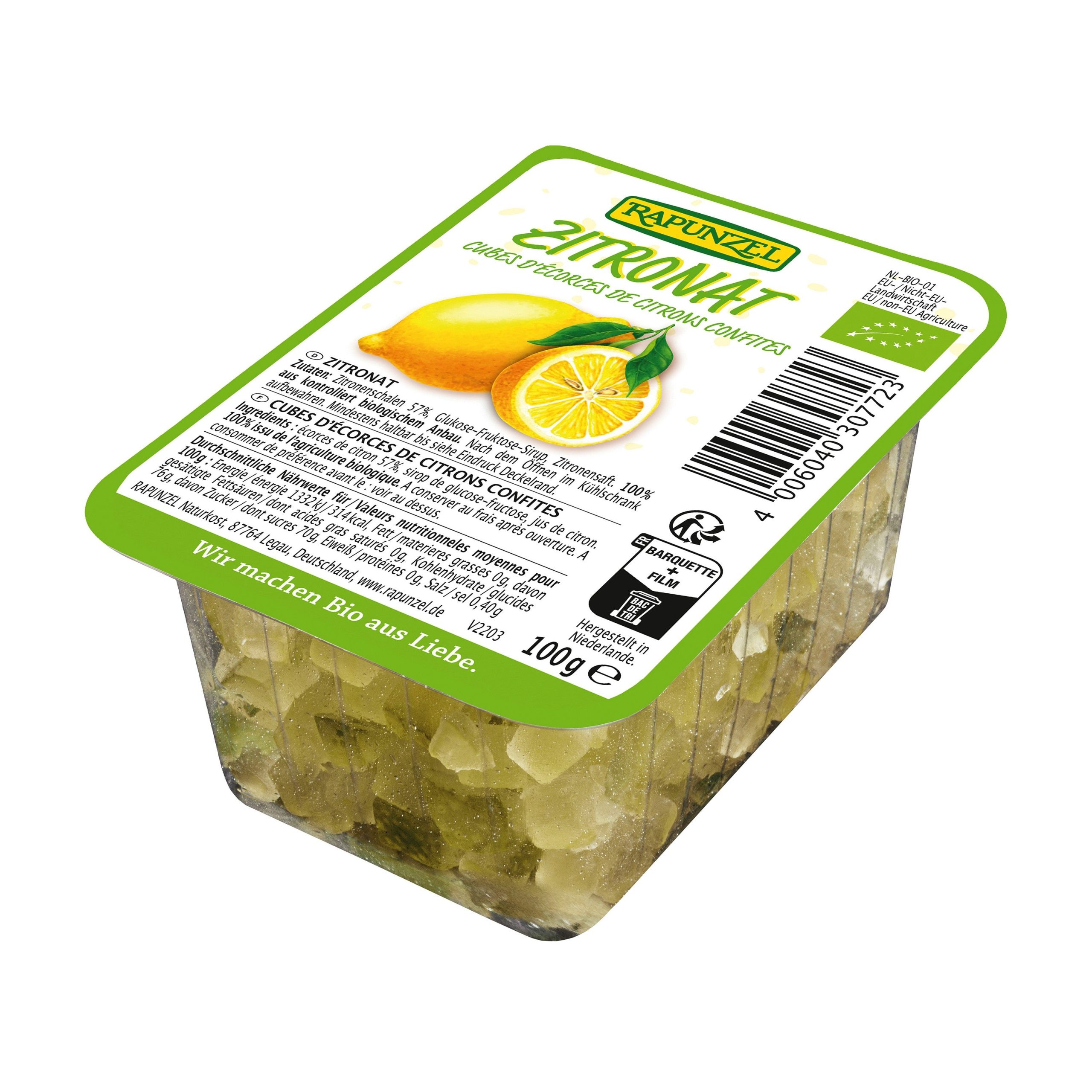 Rapunzel Kůra citronová kandovaná BIO (100 g) - z chemicky neošetřených citrusů Rapunzel