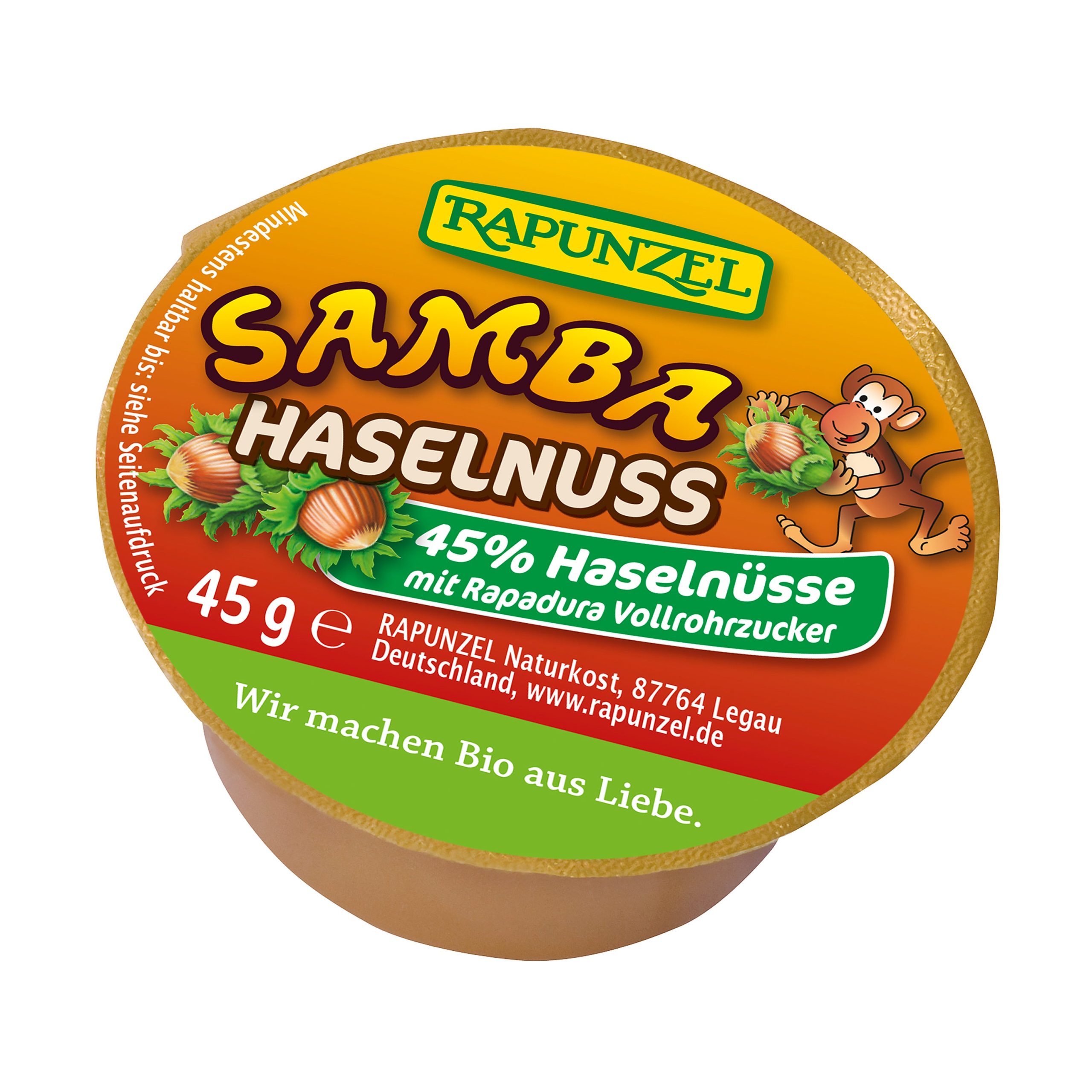 Rapunzel Pomazánka lískooříšková SAMBA BIO - mini (45 g) - lískové oříšky s mlékem