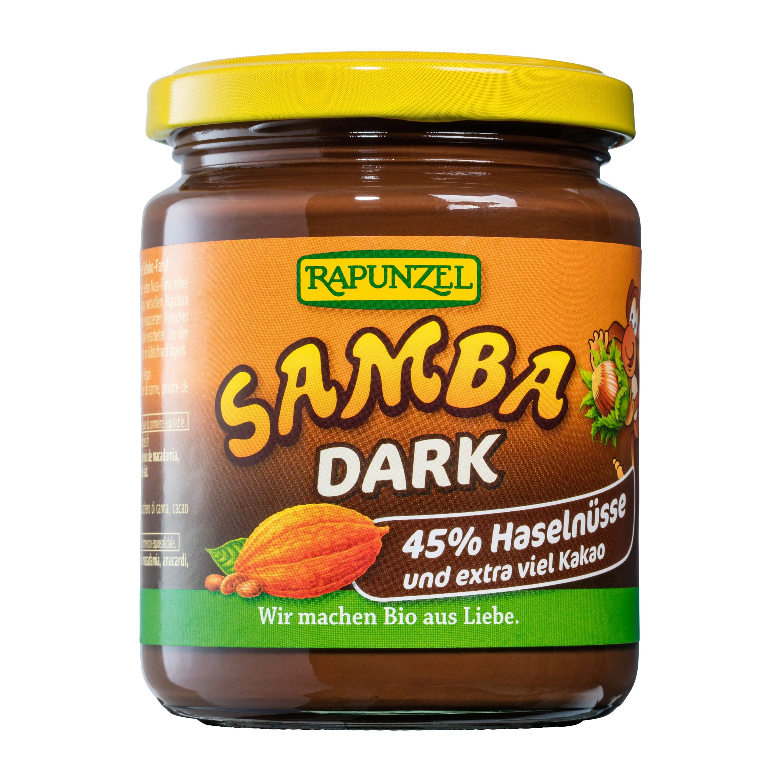 Rapunzel Pomazánka lískooříšková SAMBA BIO - tmavá (250 g) - rostlinná varianta pro milovníky tmavé čokolády Rapunzel