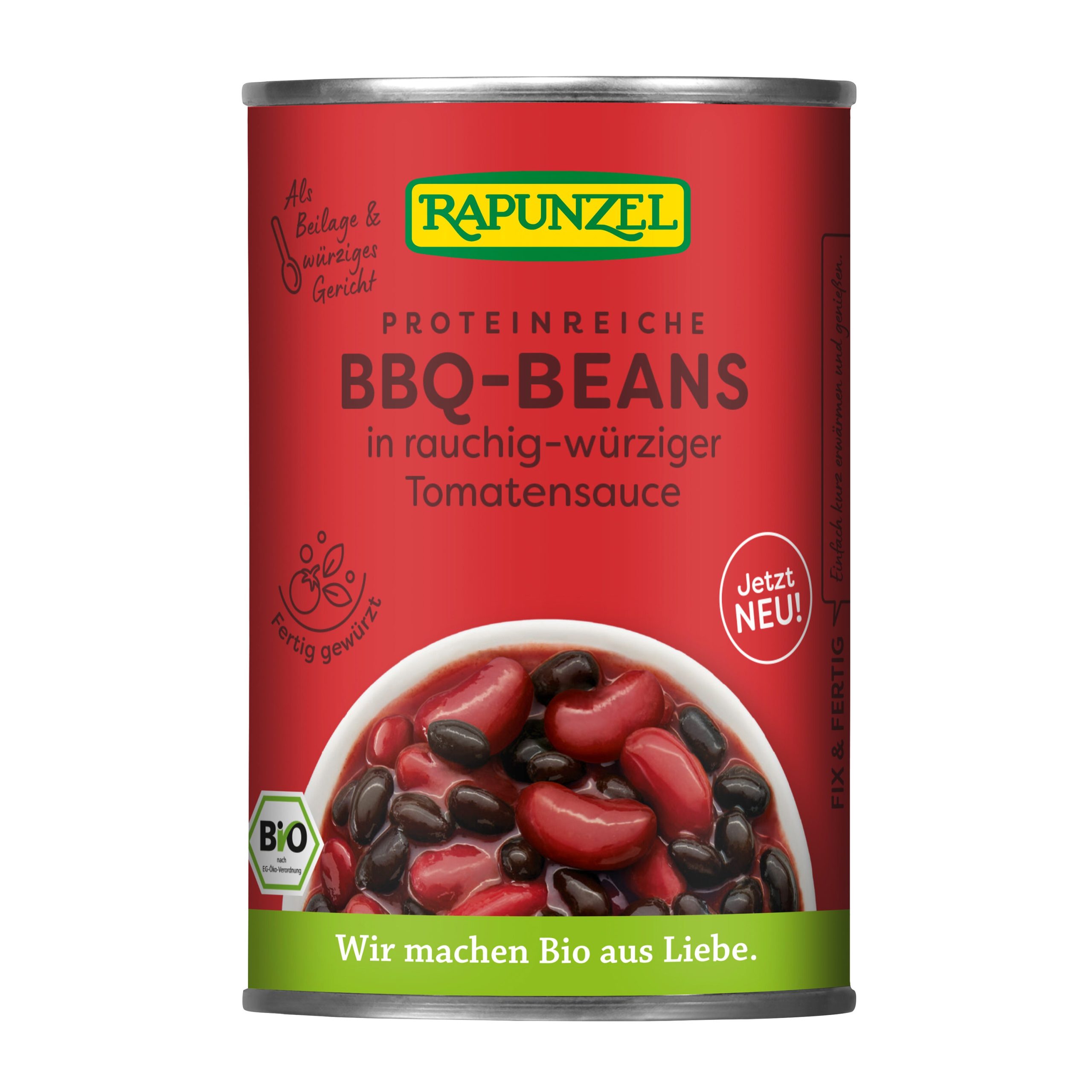 Rapunzel Směs fazolí sterilovaná  Barbecue BIO (400 g) - kořeněná porce bílkovin co stačí jen ohřát Rapunzel
