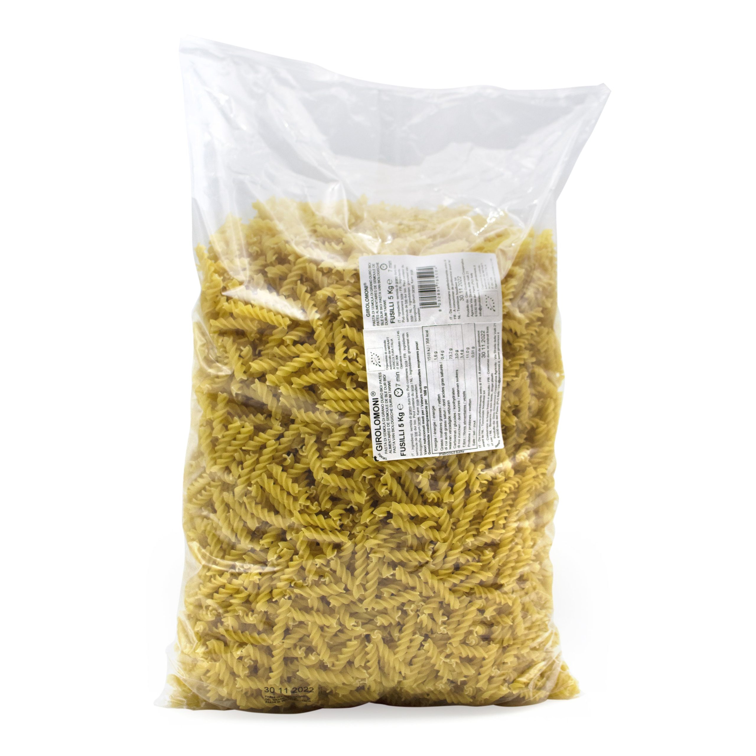 Těstoviny fusilli semolinové 5 kg BIO   GIROLOMONI - sušené pomalu 7 až 12 hodin Girolomoni