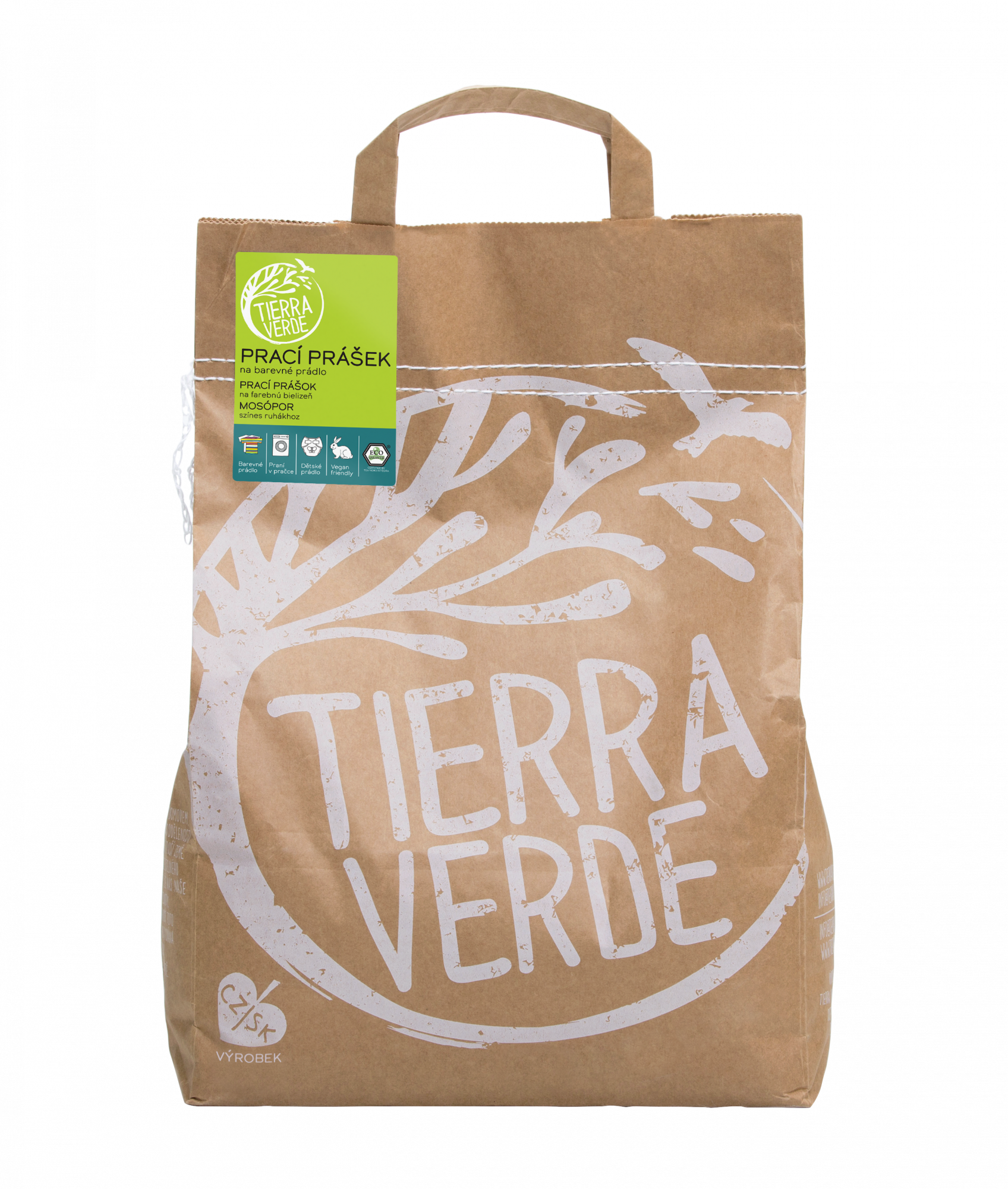 Tierra Verde Prací prášek na barevné prádlo - pap. pytel 5 kg - z mýdlových ořechů a olivového mýdla Tierra Verde