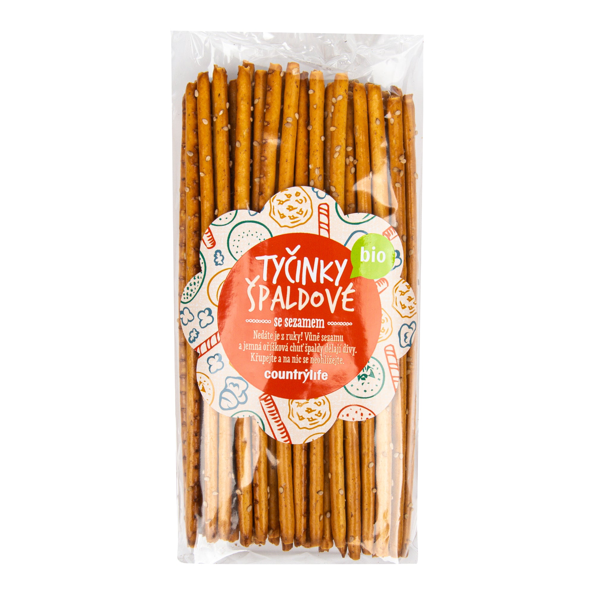 Tyčinky špaldové se sezamem 150 g BIO   COUNTRY LIFE - s vůní sezamu a jemně oříškovou chutí Country Life
