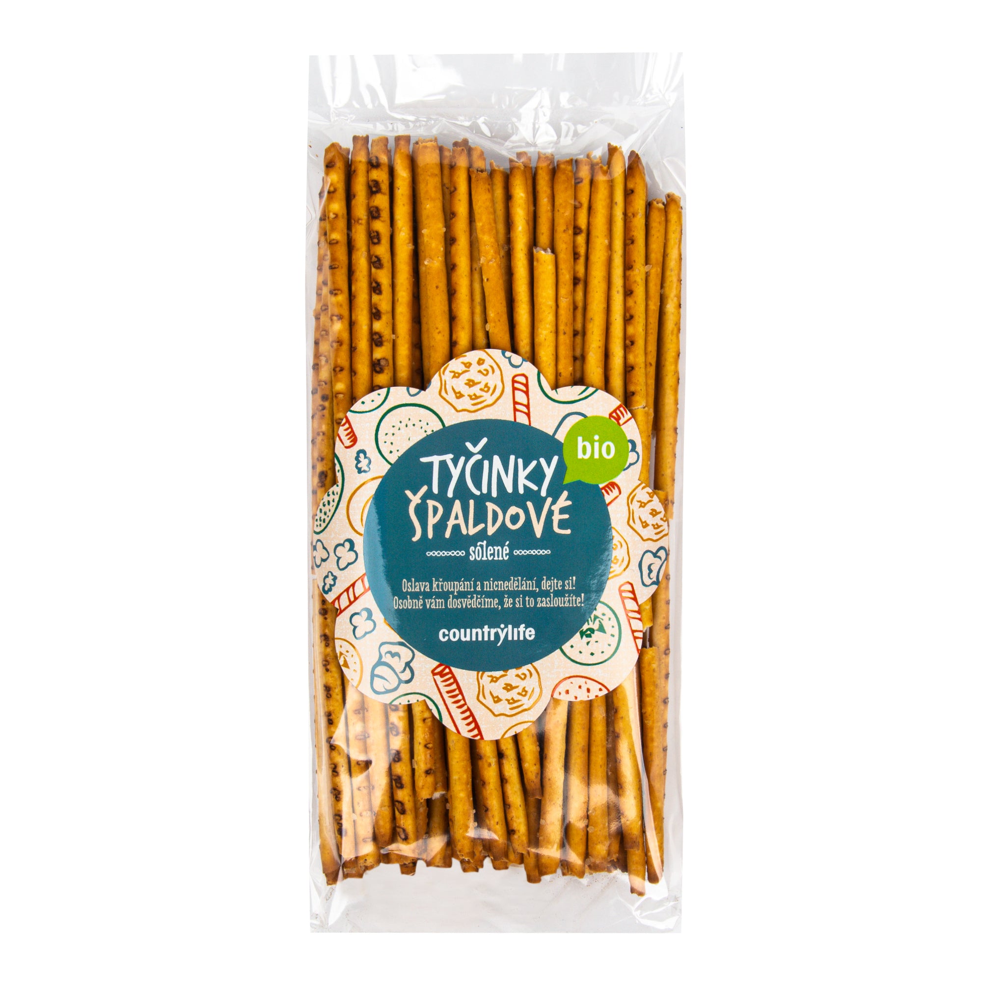Tyčinky špaldové solené 150 g BIO   COUNTRY LIFE - slané zobání ze zapomenuté pšenice Country Life