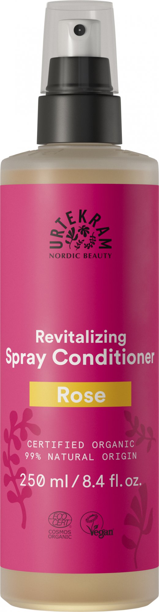 Urtekram Rozmazlující růžový kondicionér ve spreji BIO (250 ml) - s kyselinou hyaluronovou proti vysoušení vlasů Urtekram