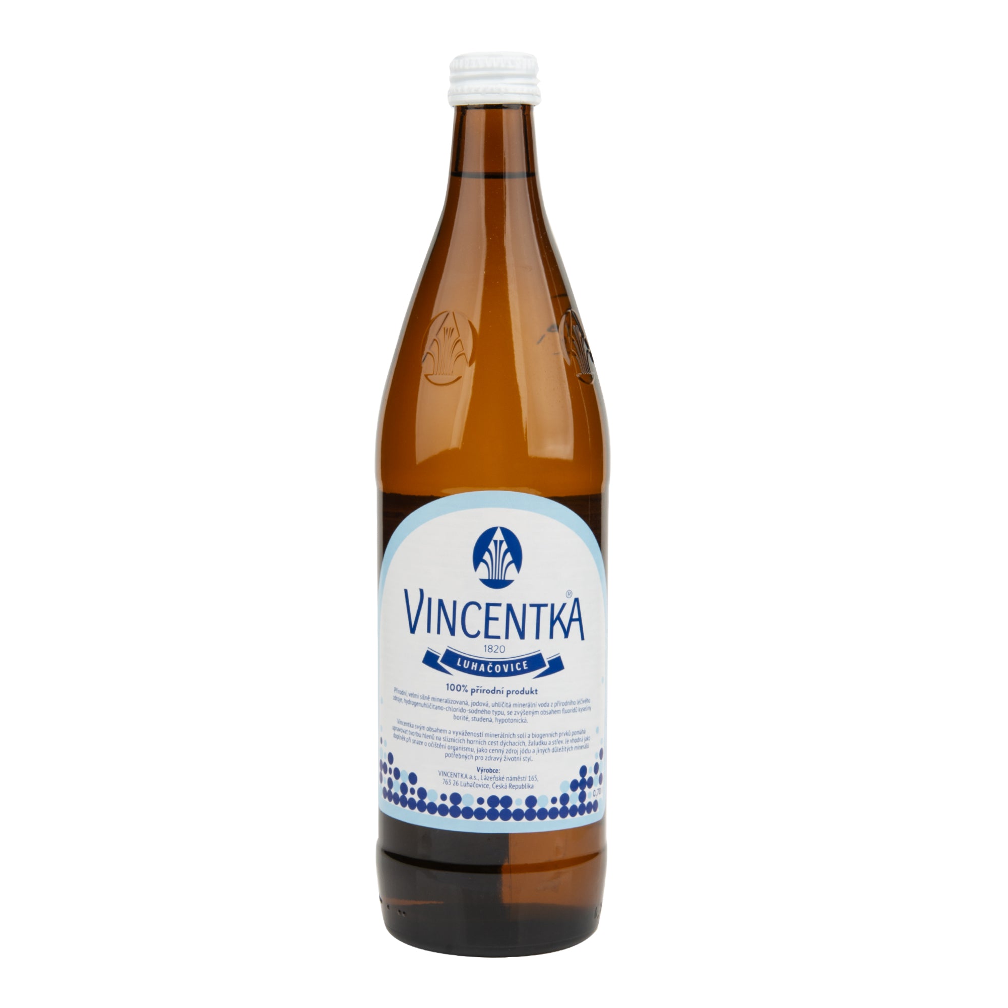 Vincentka minerální voda 700 ml   VINCENTKA - luhačovická voda ze zbytků třetihorního moře Vincentka