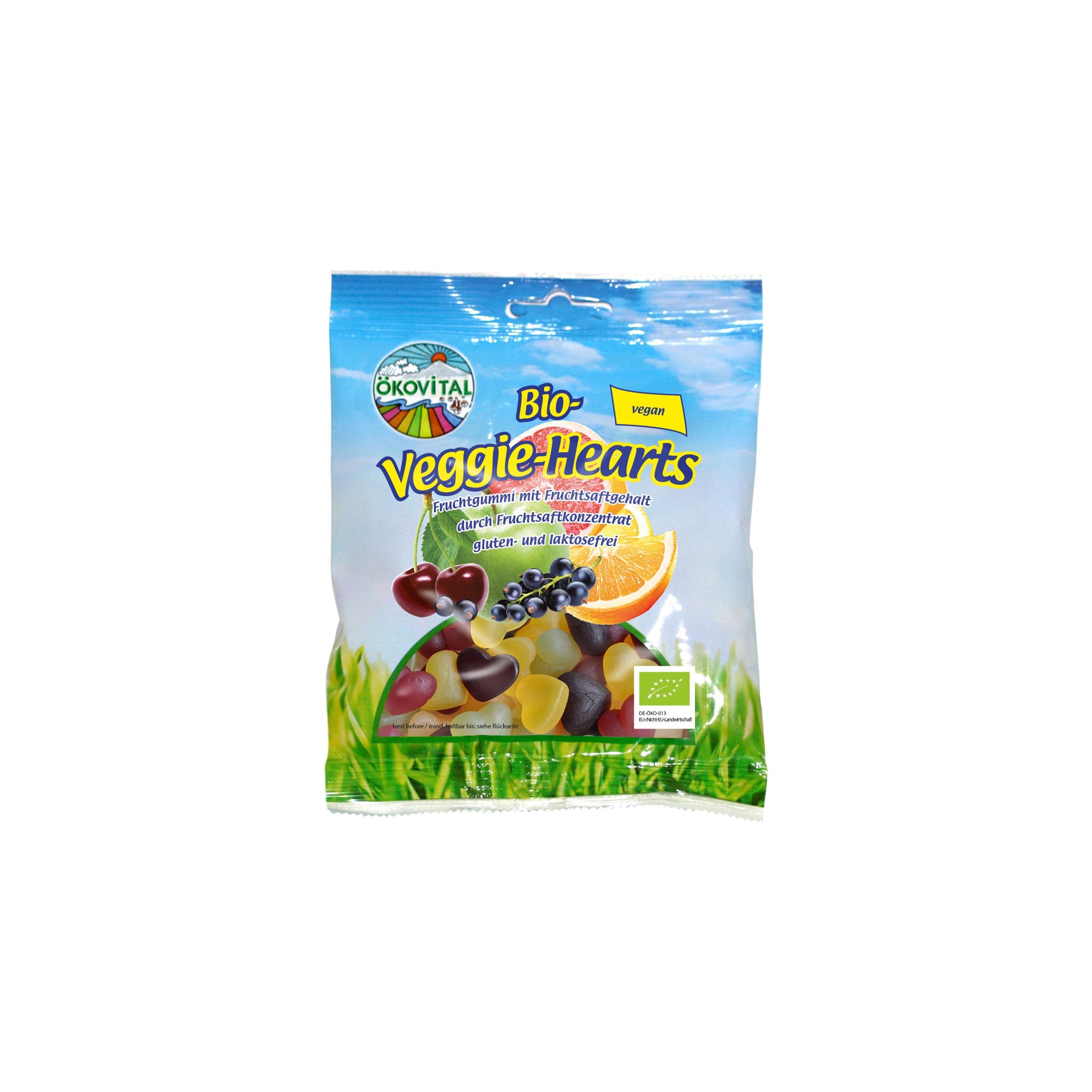 Želé srdíčka vegan 80 g BIO   ÖKOVITAL - pro všechny zamilované vegany ÖKOVITAL